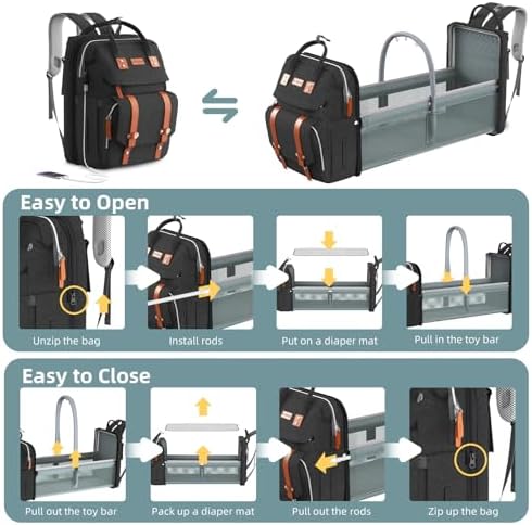 ISMGN Diaper Bag Backpack with Changing Station, Baby Bags for Boys, Black - Image 5