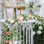 MAKHOT 2 Pcs Pink 6.6Ft Artificial Eucalyptus Flower Garland with Fake Rose Flower Vine Seeded Eucalyptus Leaves Greenery Garland for Wedding Table Backdrop Party Centerpiece Room Decor (Pink) - Image 5