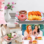 4 Pieces Flowers Serving Trays Melamine Platters - Image 5