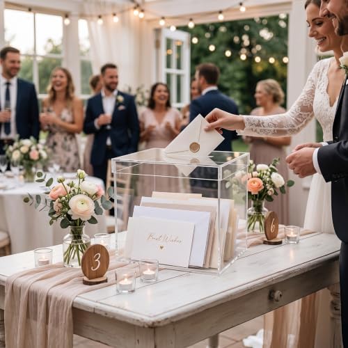 OnDisplay Luxe Acrylic Wedding Card Box with Lid - 10in Reception Money Box - Image 2
