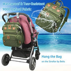Jeryswet Baby Diaper Bags with Changing Station, Waterproof Large Capacity Diaper Bag Backpack for Moms Dads with USB Charging Port and Stroller Straps, Baby Shower Gifts, Green - Image 4