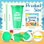 Honeydak 36 Sets Summer Tumbler Bulk 24 oz Plastic Tumbler Cup with Lids Straws and Greeting Card Appreciation Gift for Summer Beach Pool Party Favors Prizes - Image 2