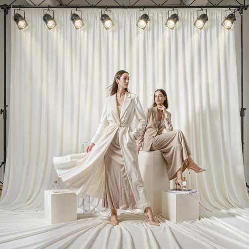 20x10FT Backdrop Curtains with Rod Pockets - Wrinkle Free Photo Stage Backdrop 4 Panels Curtains Drapes for Photography Wedding Party Baby Shower Decorations (Ivory) - Image 3