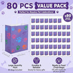 Tenceur 80 Pcs Dog Gift Bags Goodie Paw Puppy Paper Treat Bags Bulk with Handles 10.63 x 4.72 x 7.87 Inch Dog Themed Party Favors Shopping Holiday Kraft (Purple Colorful) - Image 4