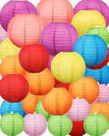 Treela 48 Pcs Paper Lanterns Party Decorations Round, Multicolor by Treela