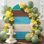 Retro Farm Barns Lines Arch Backdrop Cover 7.2 ft Country Teal Gradient Strips 2 Sided Wedding Arch Covers Stretchy Backdrop Round Top for Birthday, Party, Baby Shower Decorations - Image 2