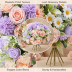 Tigeen 12 Bundles Artificial Flowers Bouquet for Wedding, Pink Purple - Image 3