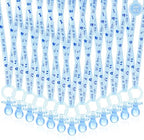 100 Pieces Baby Shower Pacifiers Necklace, Cute Acrylic Pacifier Necklaces for Chupones para Baby Shower Games Charm, Party Favors, Decorations DIY, Gender Reveal Table Scatter(Blue) by XINHUIDALSQ