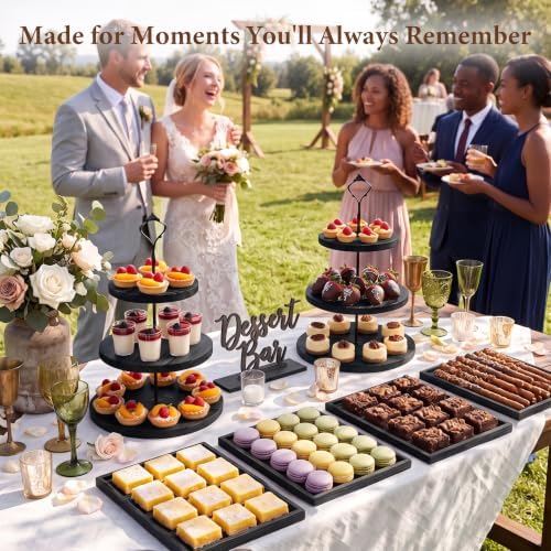 6pcs Wooden Dessert Table Display Set, 3 Tier Cupcake Stand Set with Serving Trays, Rustic Dessert Display Stand, Cake Stand Set for Wedding Dessert Table, Birthday, Baby Shower, Party Food Display, Home Decor - Image 3