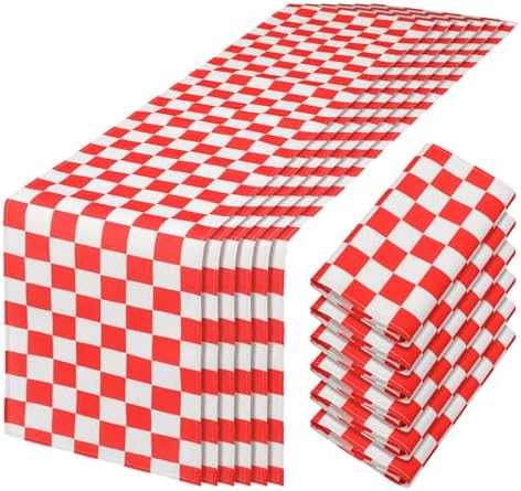 Lumina 6 Pcs Shes Ready to Pop Baby Shower Decorations Red and White Gingham Table Runner 71 x 13'' Red Buffalo Plaid Check Tablecloth for Gender Reveal Newborn Party Decorations by Unknown