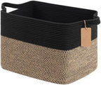 Goodpick 50L Large Woven Storage Basket for Organizing, Black & Jute by Goodpick