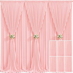 6 Panels Blush Pink Backdrop Curtain for Parties Baby Shower Wrinkle Free Pink Photo Curtains Backdrop Drapes Fabric Decoration for Wedding Birthday Party 30ft(W) x 10ft(H) by Tao-GePartyDecorations