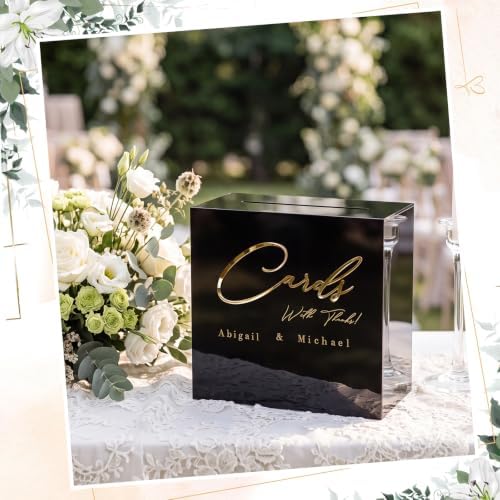 Ripeng Acrylic Black Wedding Card Box with Lock, Wedding Reception Decor - Image 4