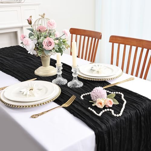 6 Pack Black Cheesecloth Table Runner 10Ft 23 x 120 Inch - Image 5