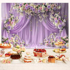 12x10ft Purple Flower Wall Backdrop Rose Lavender Floral Wedding Bridal Photography Backdrop Girls Birthday Anniversary Bachelorette Baby Shower Party Photo Booth Props Background Wall Decor - Image 7