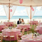 8 Pack Pink Table Cloths for 5FT Round Tables, Fitted Spandex 120 inch Round Tablecloth, Wrinkle Free Pink Table Skirt for Receptions Birthday Photography Social Events Engagement Party Decorations - Image 5