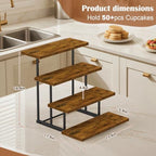 Emfogo Wooden Cupcake Display Stand, 4 Tier Rectangular Tiered Dessert Stands, Dessert Table Display Set for Vendor Booth Party Large Cup Cake Tower for Cup Cake Cookie Food (2 Pack) - Image 2