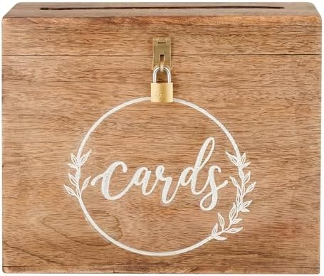 Wooden Wedding Card Box with Lock and Card Slot for Reception, Party W1 - Image 3