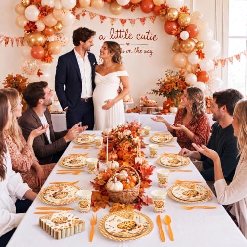 200 Pcs/25 Set Fall Cutie Pie Baby Shower Decorations - Image 4