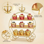 3-Tier Gold Cupcake Stand for Weddings & Parties – Tiered Serving Tray Crown Dessert Table Display Stand Holder for Birthday Party Afternoon Tea Table Decoration(Gold) - Image 3