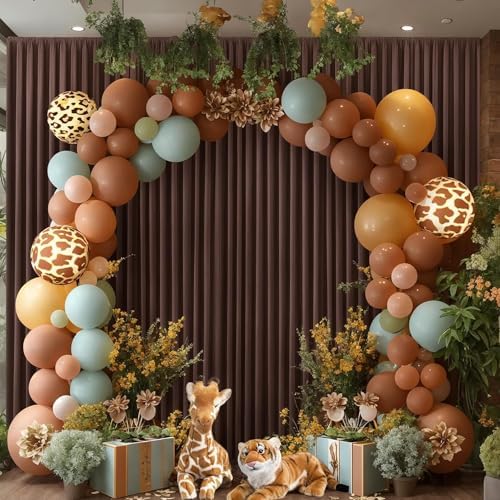 30ft x 10ft Wrinkle Free Brown Backdrop Curtain for Parties, Thick Polyester Photo Backdrop Drapes 6 Panels for Weddings Birthday Party Background Photoshoot Home Decor - Image 4