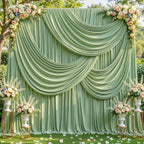 10ft x 10ft Sage Green Backdrop Curtains, Sage Green Drapes Backdrop Fabric by HBBMAGIC