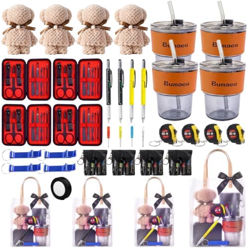 4 Sets Baby Shower Prizes for Men with Nail Clippers Towels Bottle Opener Cups Pens Tape Measure Screwdriver Ribbons Gift Bags Applicable Baby Shower Prizes for Game Winners by Bumaeu