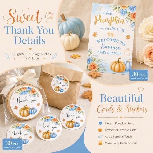 Little Pumpkin Baby Shower Decorations Boy, Fall Baby Shower Supplies Decor - Image 6