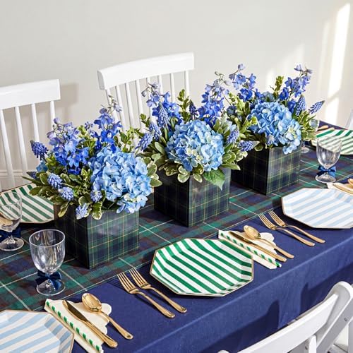 Spiareal 24 Pcs Tartan Plaid Bear Baby Shower Centerpiece for Tables 7'' Green Blue Tartan Plaids Flower Boxes Vintage Birthday Party Decoration for Wedding Gender Reveal Party Supplies - Image 6