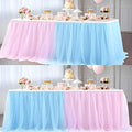 2 Pack 6ft Pink and Blue Tulle Table Skirt for Gender Reveal Tutu Table Clothes Cover for Baby Shower Boy or Girl Birthday Party Table Decorations, Gender Reveal Party Supplies by Suppromo