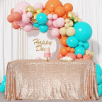 SquarePie Sequin Tablecloth 90x132 Inch Rose Gold for Wedding Party by SquarePie