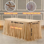 1-Pack Champagne 2-in-1 Tulle Tablecloth for 4-Foot Rectangular Table - Image 2