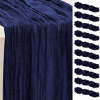 10 Pack Navy Blue Cheesecloth Table Runner 35x120 Inch 10Ft Rustic Gauze Cheese Cloth Table Runner Sheer Cheesecloth Table Runners for Wedding Party Bridal Shower Decoration by SuBleer