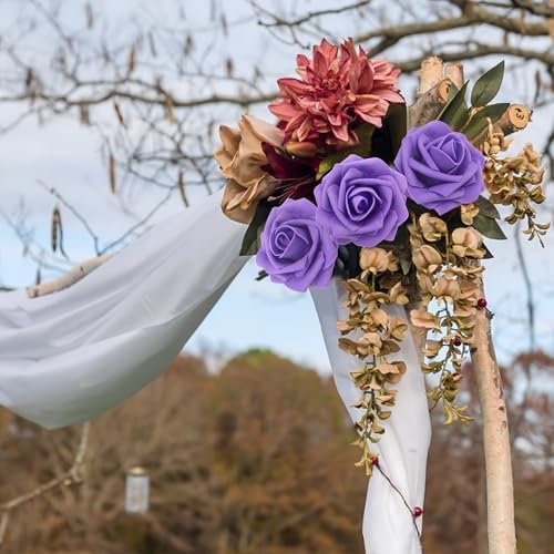 Artificial Flowers Realistic Roses, Real Looking Fake Roses with Stem for DIY Wedding Bouquets Centerpieces Bridal Shower Party Home Romantic Decorations (Dark Purple, Regular 3" - 200pcs) - Image 7