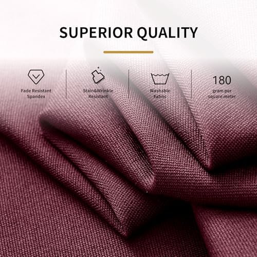 Spandex Tablecloth 8FT Rectangle Table Cover 4 Pcs Burgundy Wrinkle-Free - Image 4