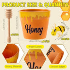 meekoo 30 Sets Mini Honey Bee Pots with Wooden Dippers Charms Honey Jars - Image 2