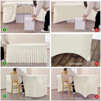 Spandex Tablecloth 8FT Rectangle Table Cover 4 Pack Ivory Wrinkle-Free - Image 4