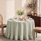 Eternal Beauty Gingham Ruffled Tablecloth Sage Green 70 Round - Image 2