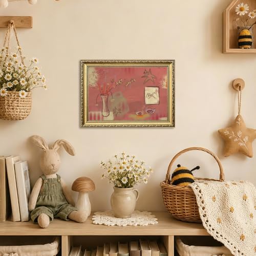Preppy Girl Pink Wall Art Vintage Collage Love Quote Wall Decor Picture Cute Coquette Poster Canvas Painting Print for Bedroom Living Room 24x16 inch Gold Framed - Image 4