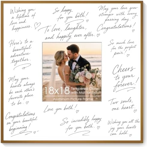 Signature Picture Frame 18x18, Aluminum Signable Frame with Glass, Bronze by FLYJOE