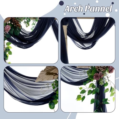 Pack of 2 Wedding Arch Drape Panel Fabric 30" x 100ft - Navy Blue - Image 5