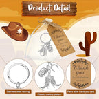 Huquary 50 Set Cowboy Western Party Favors Cowboy Western Keychain Hat Boot Horse Shoe Keyring with Organza Bags Thank You Tags and Rope for Guests Party Favor Supplies (Classic Style) - Image 3