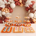 FoldTier 6 Pack Cupcake Stand Set 3 Pcs 3 Tier Gradient Dessert Table Display Stands Cookie Tray Rack 3 X14 in Rectangle Party Trays for Wedding Birthday Tea Party Baby Shower(Orange,Round) - Image 5