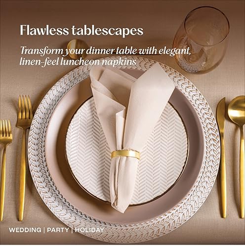 Disposable Linen-Feel Light Pink Napkins, 6.5" x 6.5" Paper Napkins For Valentine's Day, Baby Shower, Wedding, Party, Dinner Or Holiday (100 Pack) - Image 6