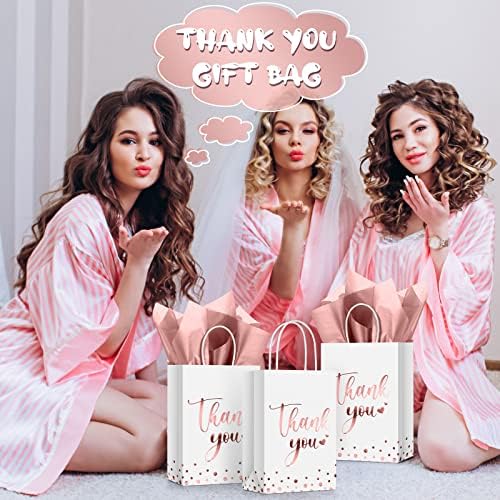 Tinlade 30 Pcs Thank You Gift Bags Small with Tissue,Rose Gold - Image 6