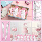 145 Pieces Little Snowflake Baby Shower Favors for Guest Pink Girl Ballpoint Pens and Keychains Gifts Bulk Winter Retractable Baby Shower Pens Gender Reveal Thank You Cards Souvenirs Prizes - Image 6