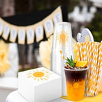 JarThenaAMCS Boho Sun Disposable Tableware Set Serves 50, Yellow Sunshine - Image 5