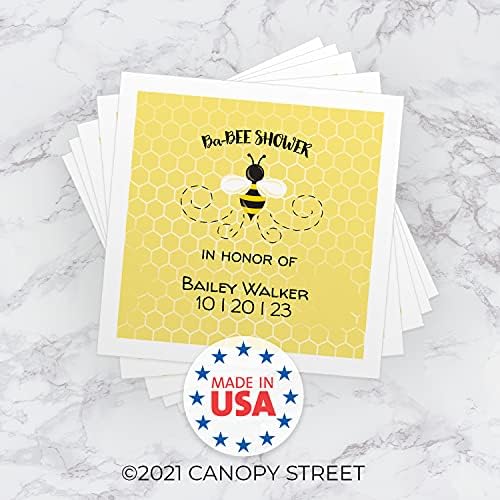 Baby Bee Personalized Baby Shower Beverage Napkins / 100 Custom Cocktail Napkins/Adorable Honey Bee Napkin Design/Surprise Baby Shower Party Supplies - Image 6