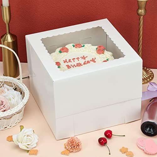 Moretoes 20pcs Cake Boxes, 10x10x8 Inches Tall Bakery Boxes with Window - Image 6