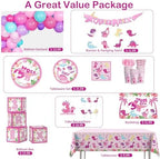 314Pcs Three Rex Birthday Decorations Serves 25 Guests, All-in-One Pink Dinosaur Birthday Decorations Includes Balloon Arch Kit, Banner, Plates, Balloons Box, Tablecloth, Cake Topper - Image 3